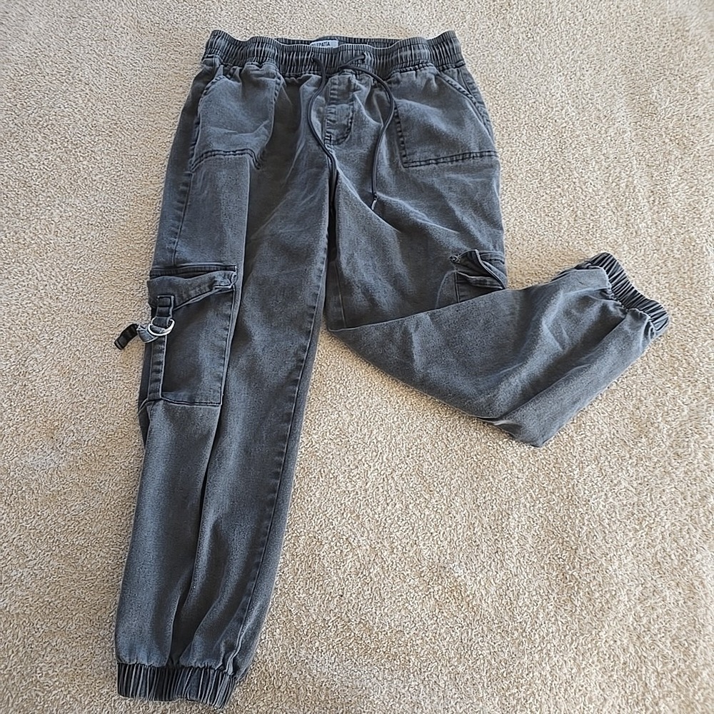 Telepatia Muted Gray Cargo Joggers Juniors Size 17/33 Y2K 90s Skater Streetwear